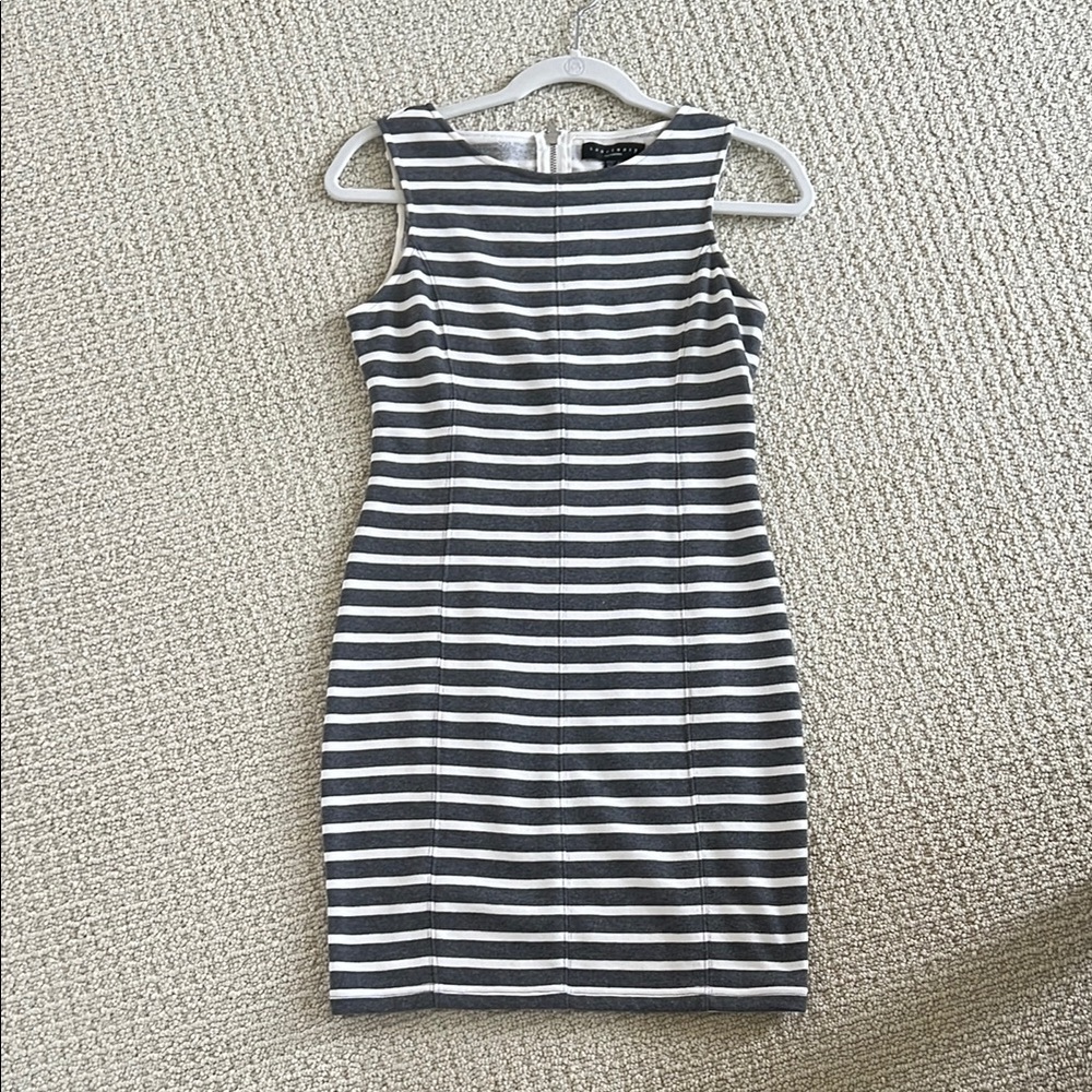Sanctuary Gray and White Striped Dress